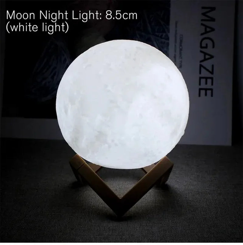 D5 Starry Moon Lamp 8cm - LED Night Light with Stand, Perfect for Bedroom Decor and Gifts